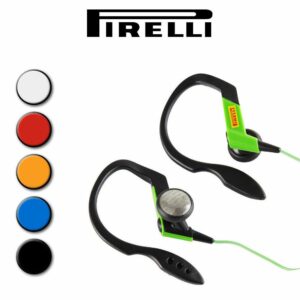 pirelli ear clip sports headphones bass pipe design 3.5mm stereo jack 15mm unit
