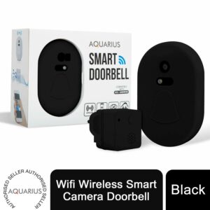 aquarius wifi wireless smart camera doorbell[black]