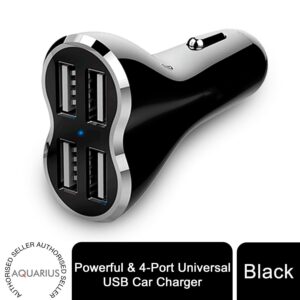 aquarius powerful & 4 port universal usb car charger black