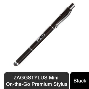 zagg stylus mini on the go premium stylus pen for tablets & smartphones, black