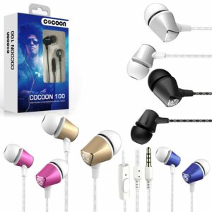 cocoon 100 series noise isolating tangle free in ear headphone for smartphone cerise pink