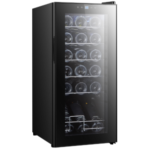 homcom 50l undercounter wine cooler fridge with led light glass door 18 bottles
