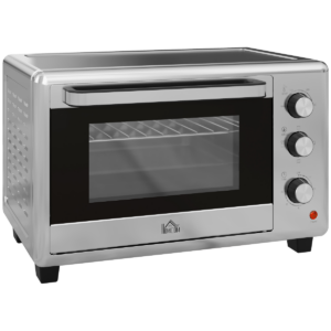 homcom 30l mini oven with adjustable temperature, 60 min time 1600w, silver