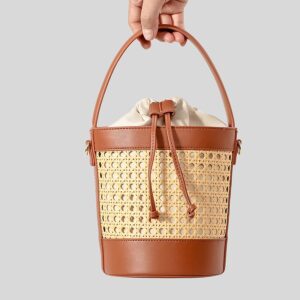 mr.ylls fashion hollow bucket bag luxury pu leather summer beach handbag