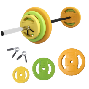 homcom 20kg weights barbell set with non slip handle for strength training
