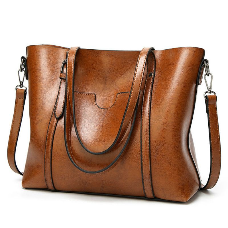 queenshow solid vintage pu shoulder bag with zipper closure