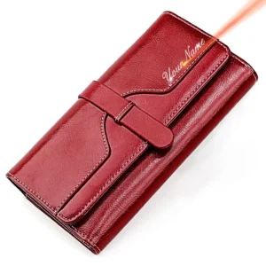genuine leather long wallet with multiple compartments stylish & durable