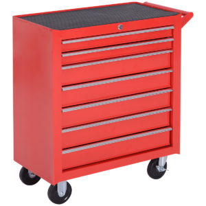roller tool cabinet storage chest box garage workshop 7 drawers red durhand