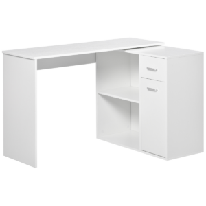 computer desk, l shaped, 360� rotating white