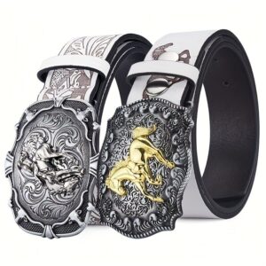 cowboy belt with galloping horse design fashionable y2k style belt